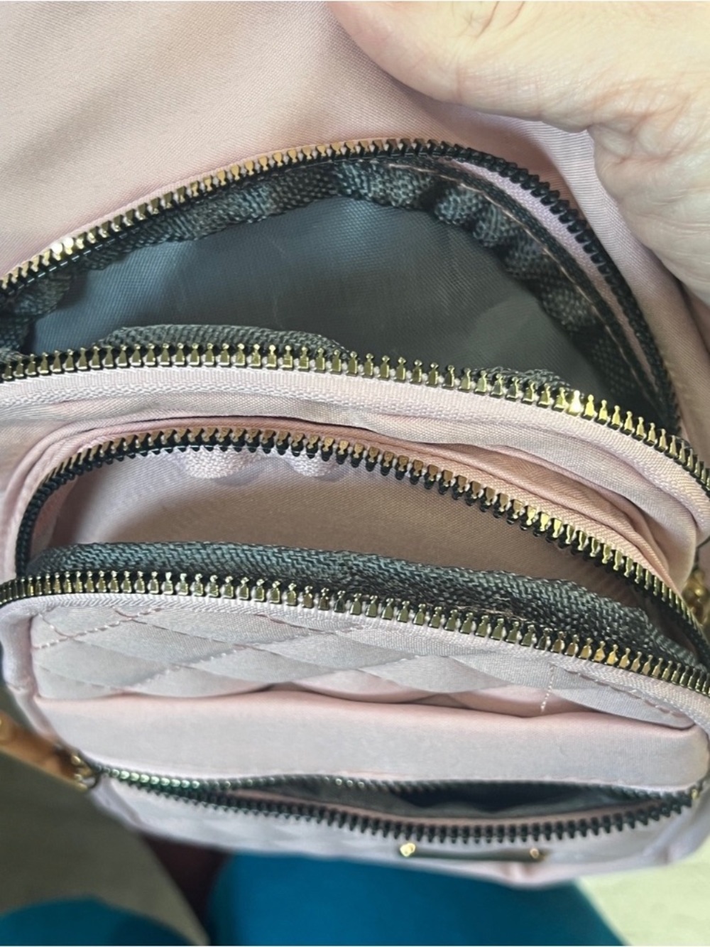 Quilted Pink Women's Sling Backpack - Fashion Accent - Picture 5 of 5